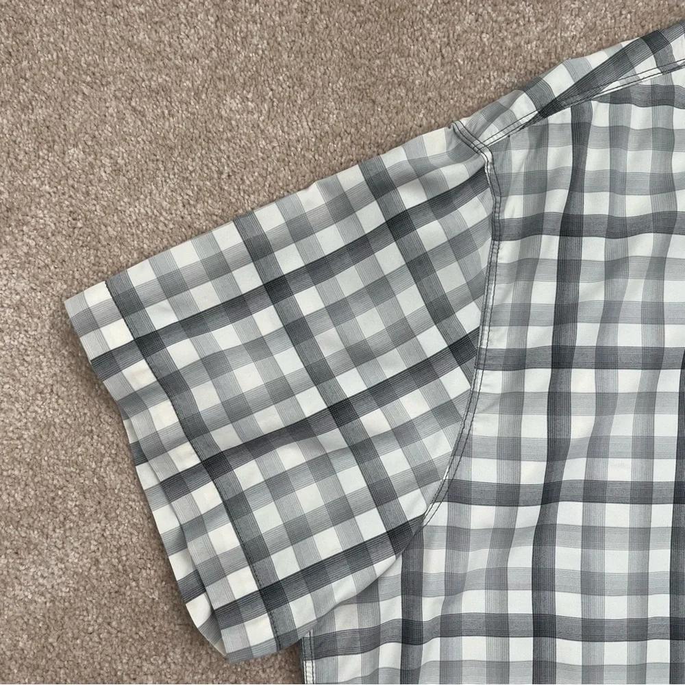 North Face Shirt Adult 2XL Gray Plaid Button Up Short Sleeve Casual Outdoor Men